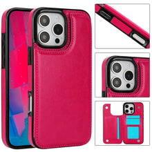 Load image into Gallery viewer, For iPhone 16 15 14 Plus 13 12 Mini 11 Pro Max PU Leather Case Kickstand Card Holder, Double Magnetic Clasp and Durable Shockpro - Horizon Global Essentials