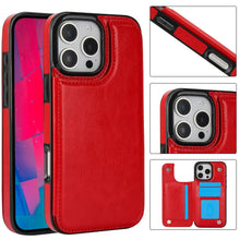 Load image into Gallery viewer, For iPhone 16 15 14 Plus 13 12 Mini 11 Pro Max PU Leather Case Kickstand Card Holder, Double Magnetic Clasp and Durable Shockpro - Horizon Global Essentials