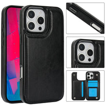Load image into Gallery viewer, For iPhone 16 15 14 Plus 13 12 Mini 11 Pro Max PU Leather Case Kickstand Card Holder, Double Magnetic Clasp and Durable Shockpro - Horizon Global Essentials