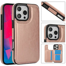 Load image into Gallery viewer, For iPhone 16 15 14 Plus 13 12 Mini 11 Pro Max PU Leather Case Kickstand Card Holder, Double Magnetic Clasp and Durable Shockpro - Horizon Global Essentials
