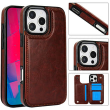 Load image into Gallery viewer, For iPhone 16 15 14 Plus 13 12 Mini 11 Pro Max PU Leather Case Kickstand Card Holder, Double Magnetic Clasp and Durable Shockpro - Horizon Global Essentials
